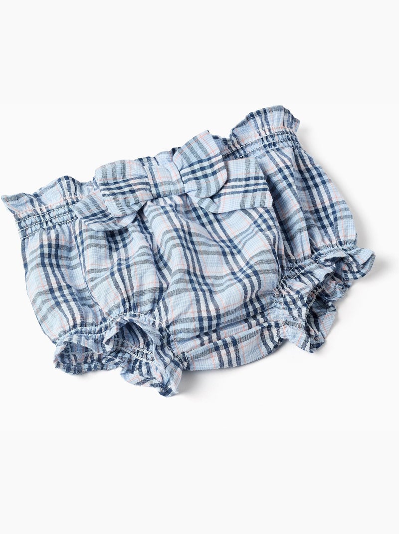 Body in cotone + bloomers a quadri b&s Bianco - Kiabi