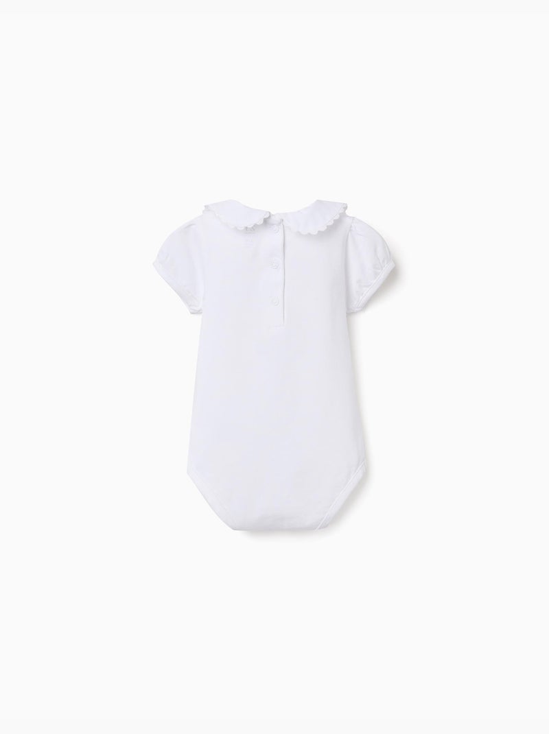 Body in cotone con colletto Peter Pan Bianco - Kiabi
