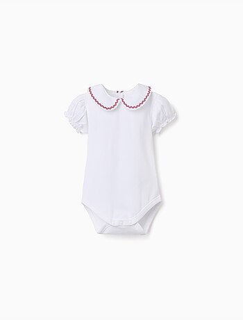 Body in cotone con colletto Peter Pan