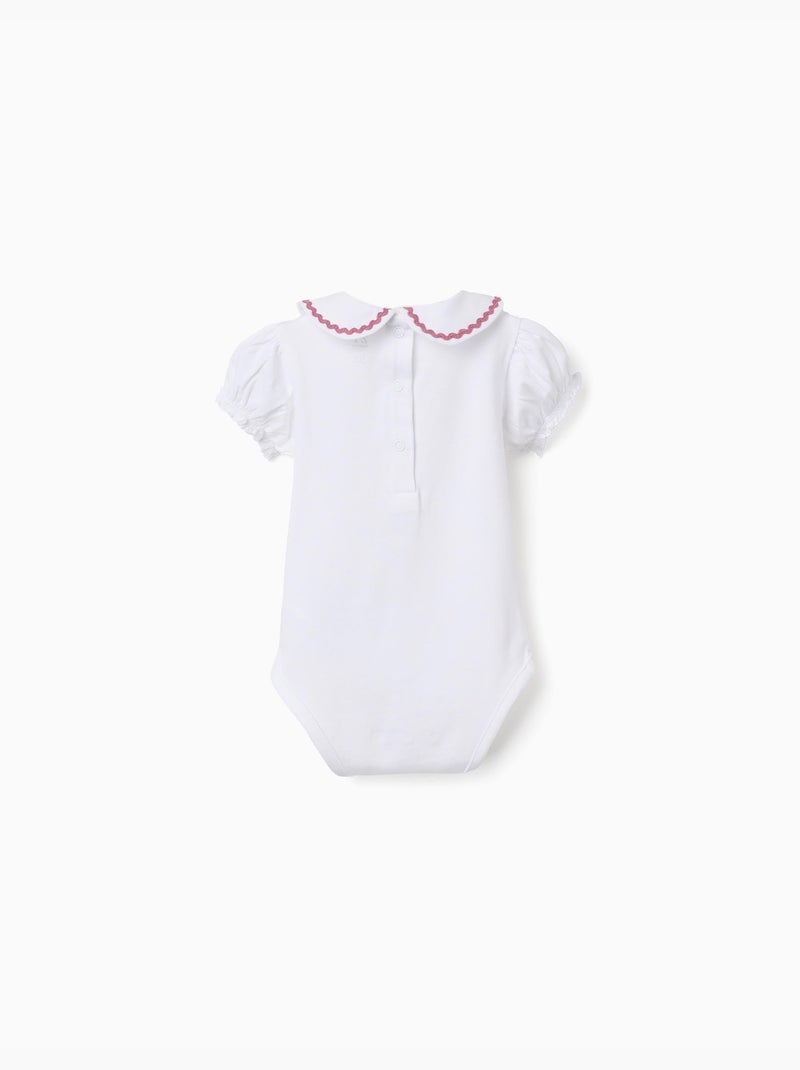 Body in cotone con colletto Peter Pan Bianco - Kiabi
