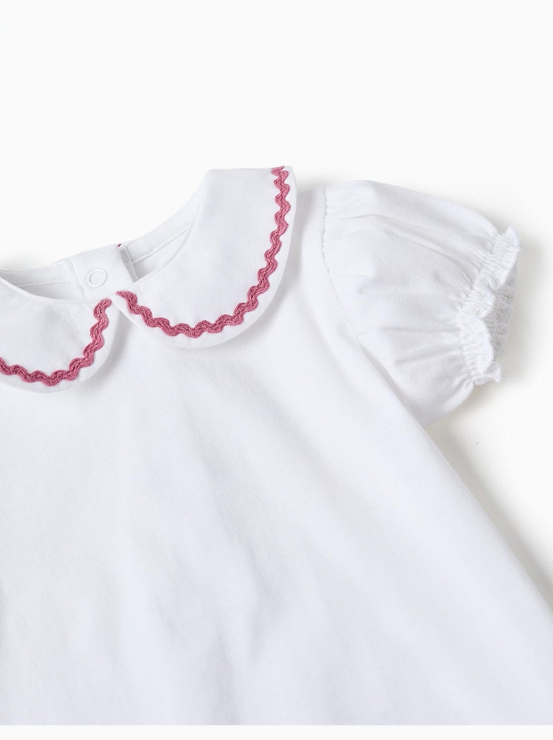 Body in cotone con colletto Peter Pan Bianco - Kiabi