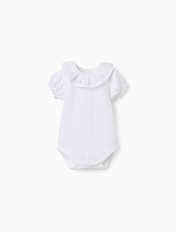 Body in cotone con colletto ricamato