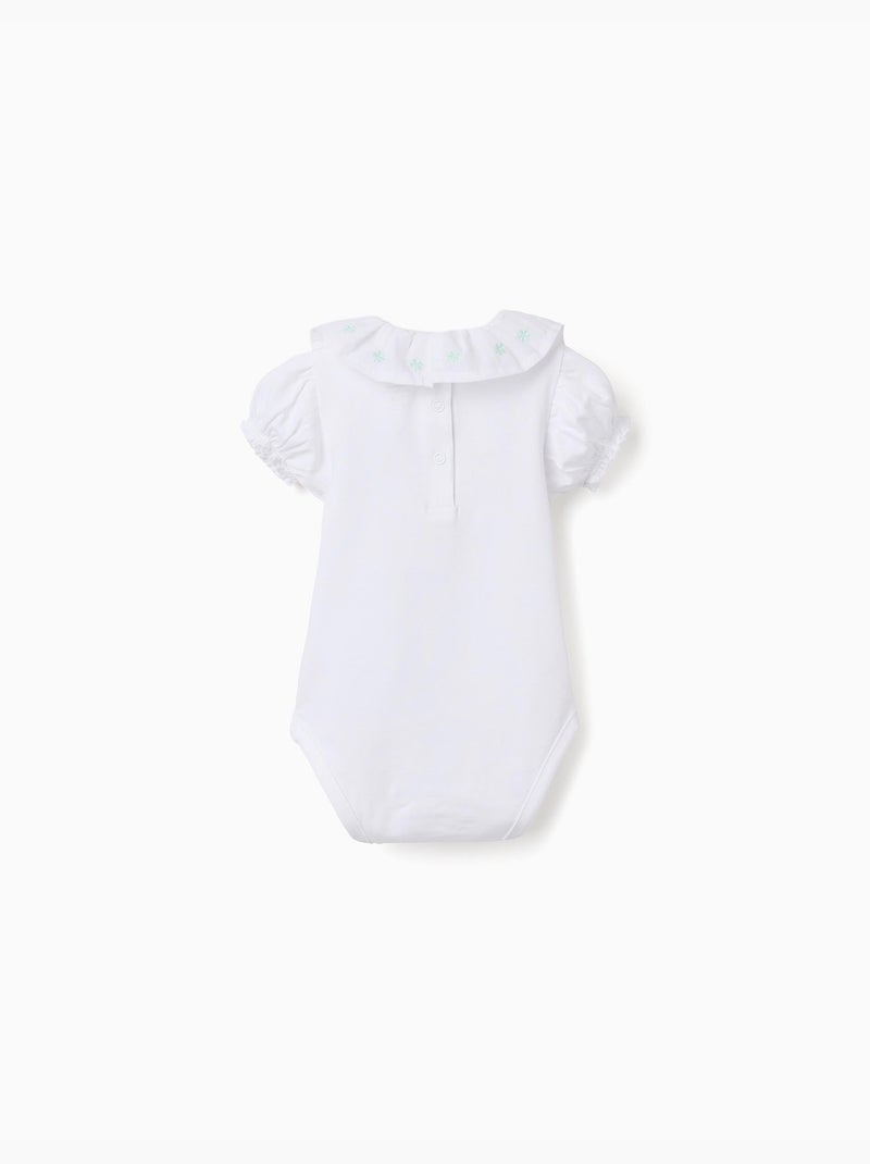 Body in cotone con colletto ricamato Bianco - Kiabi
