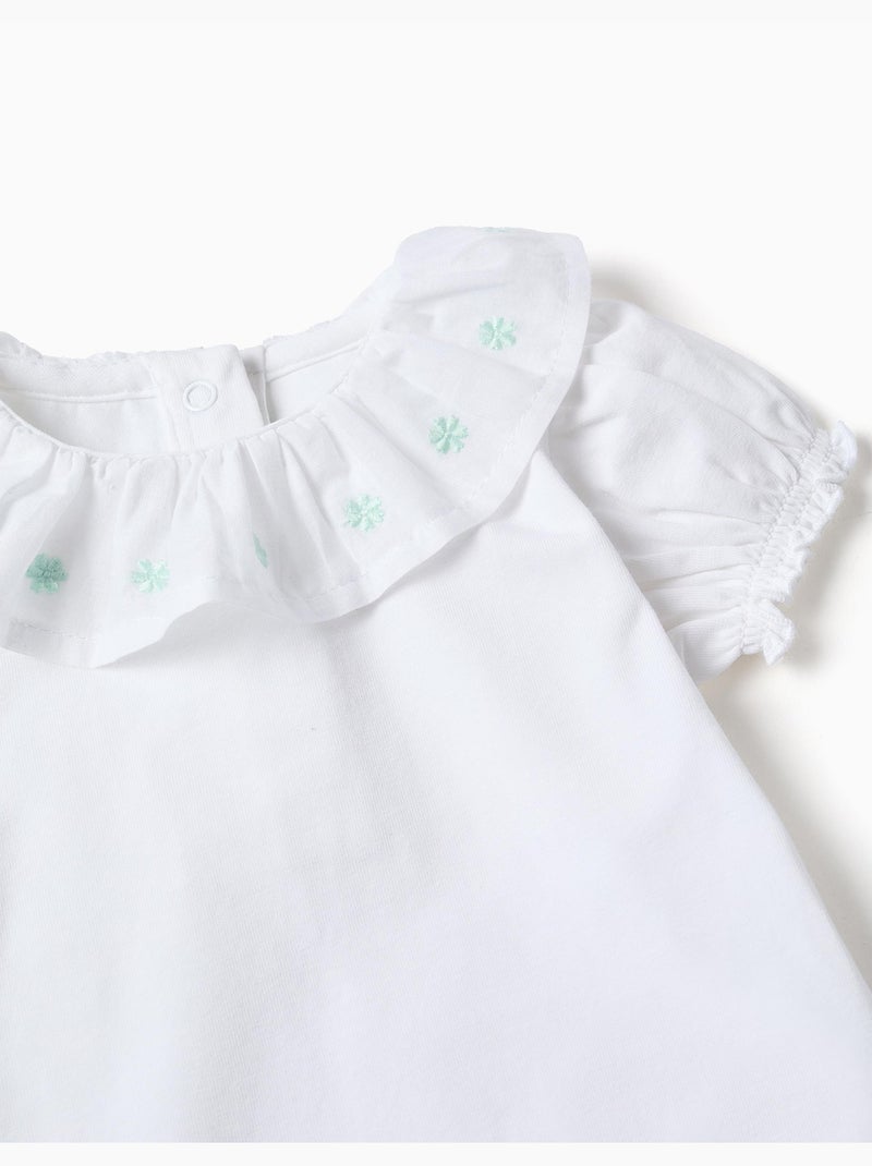 Body in cotone con colletto ricamato Bianco - Kiabi