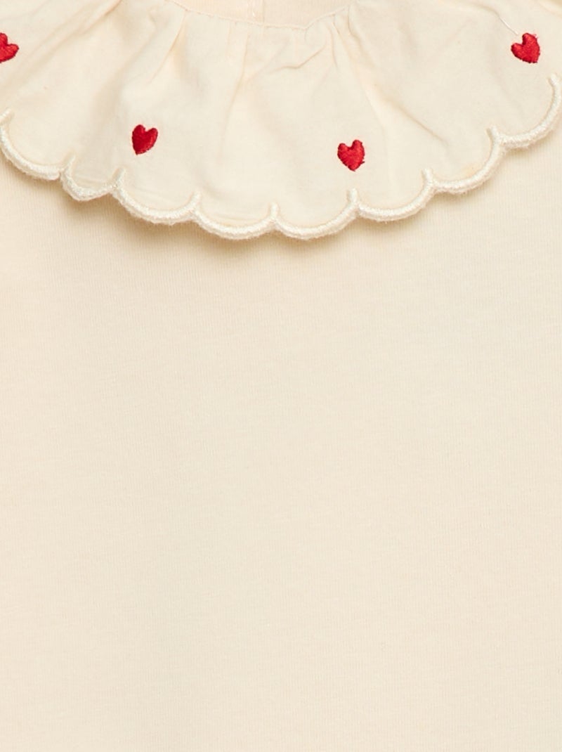 Body in cotone con colletto ricamato fantasia Bianco - Kiabi
