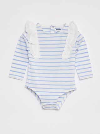 Body in cotone con ricami