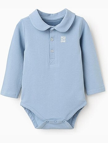 Body in cotone con stampa sul petto, a manica lunga