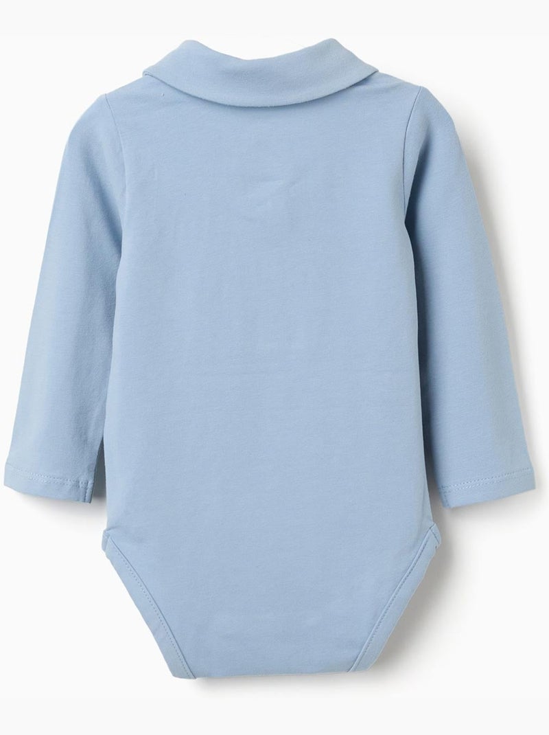 Body in cotone con stampa sul petto, a manica lunga Blu chiaro - Kiabi