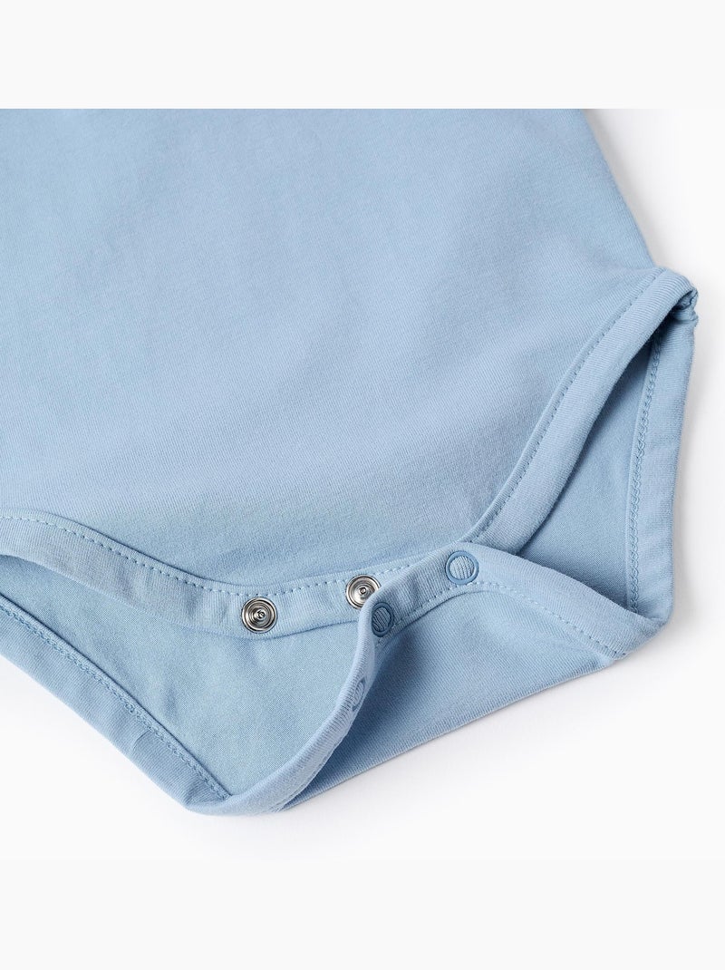Body in cotone con stampa sul petto, a manica lunga Blu chiaro - Kiabi