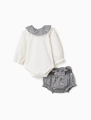 Body in cotone e bloomers a quadretti