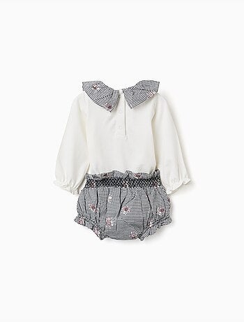 Body in cotone e bloomers a quadretti