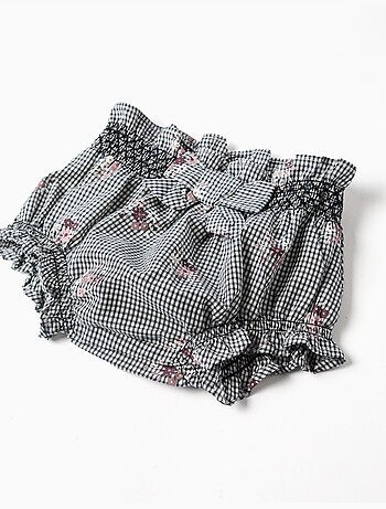 Body in cotone e bloomers a quadretti