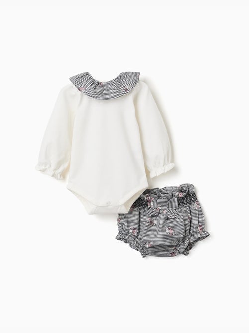 Body in cotone e bloomers a quadretti - Kiabi