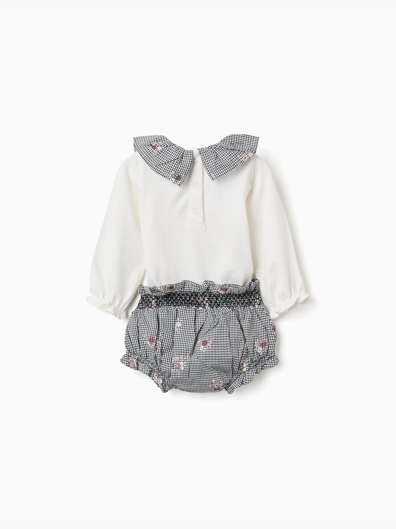 Body in cotone e bloomers a quadretti Bianco - Kiabi