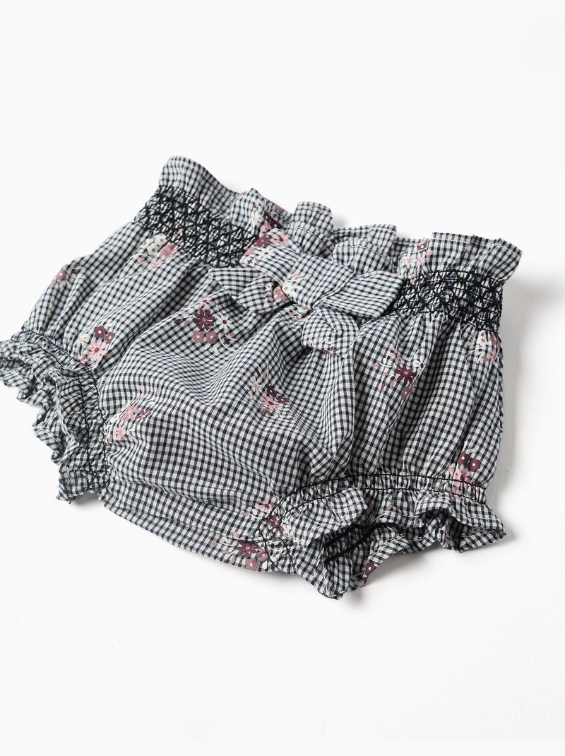 Body in cotone e bloomers a quadretti Bianco - Kiabi