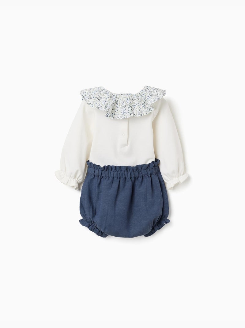 Body in cotone + pantaloncini con volant You&Me Blu Blu - Kiabi