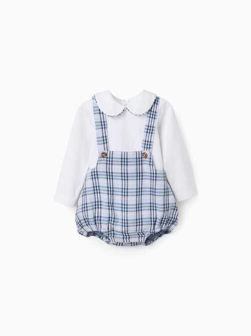Body in cotone + tutina a quadri b&s - Kiabi