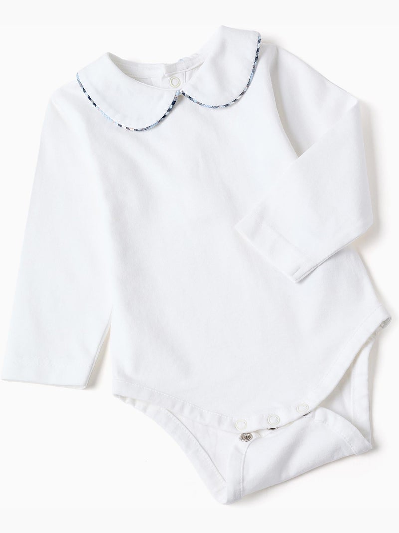 Body in cotone + tutina a quadri b&s Blu scuro - Kiabi