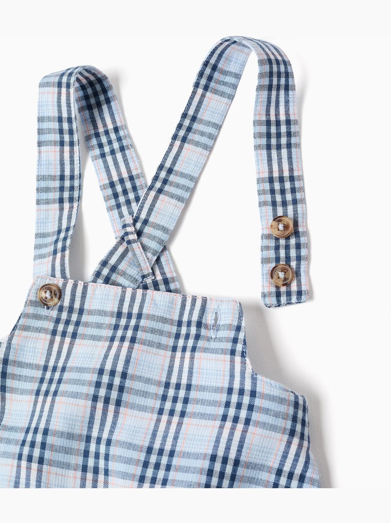 Body in cotone + tutina a quadri b&s Blu scuro - Kiabi