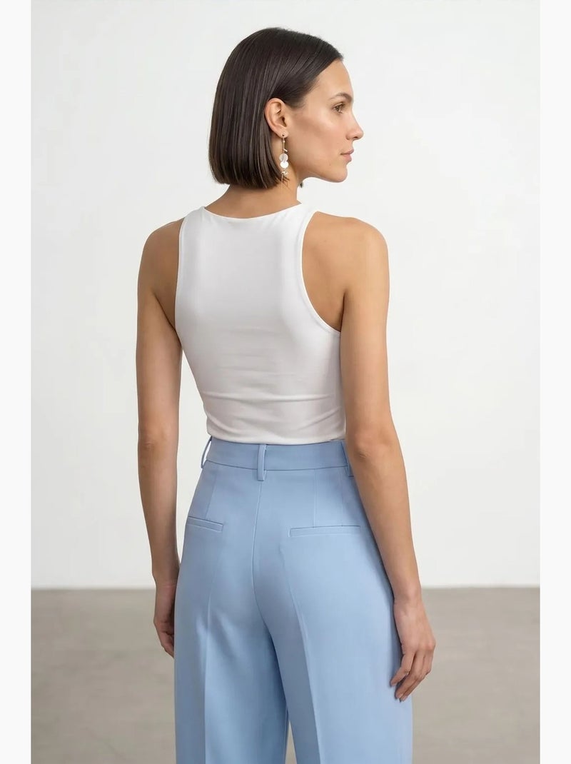 Body in jersey slim fit con scollo all’americana dilvin Bianco sporco - Kiabi