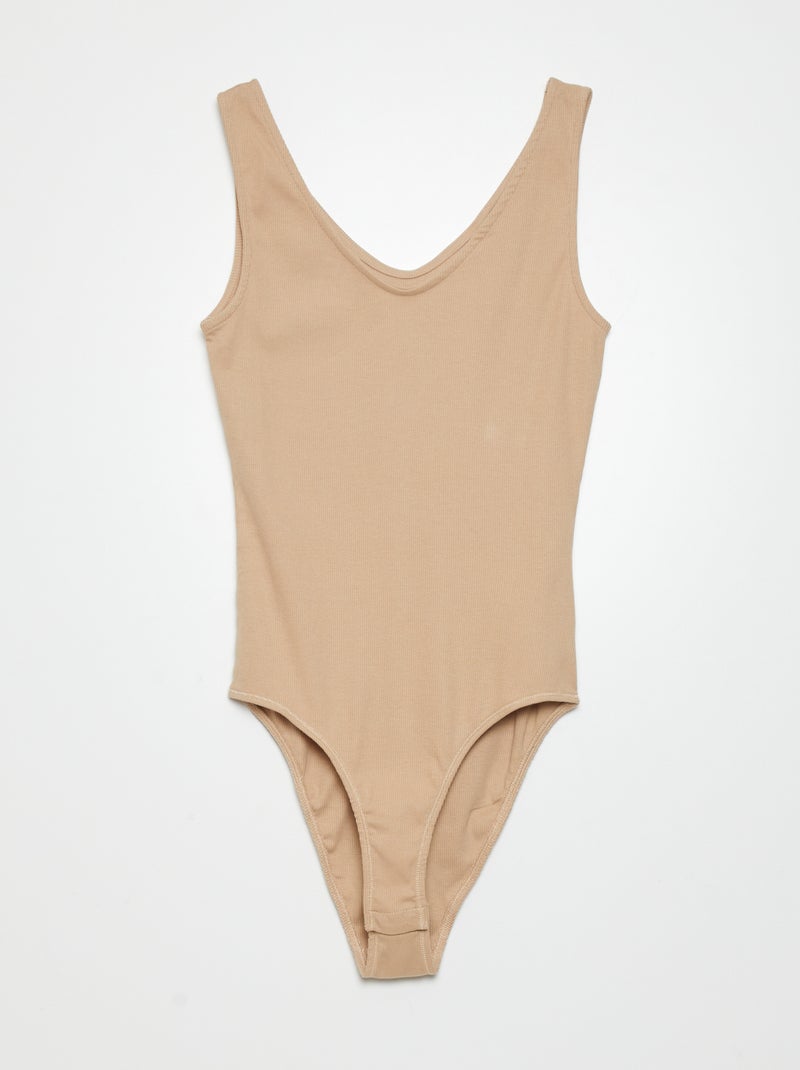 Body in maglia a coste BEIGE - Kiabi