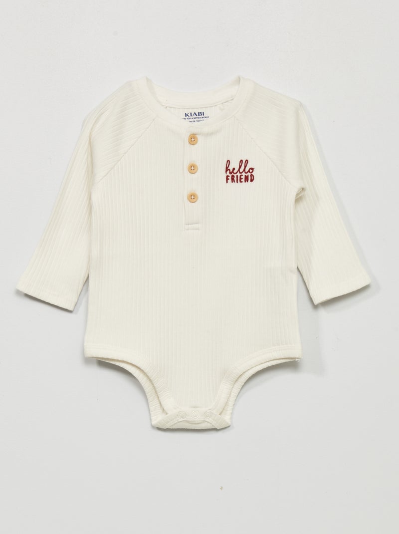 Body in maglia a coste BIANCO - Kiabi