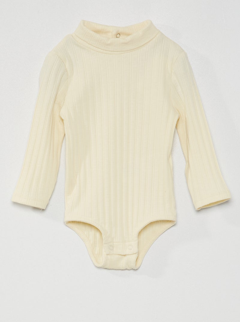 Body in maglia a coste BIANCO - Kiabi
