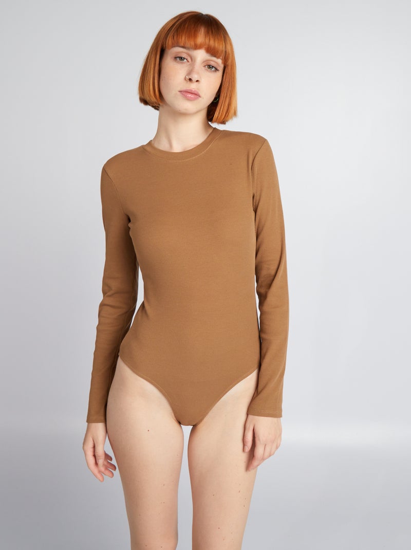 Body in maglia a coste MARRONE - Kiabi