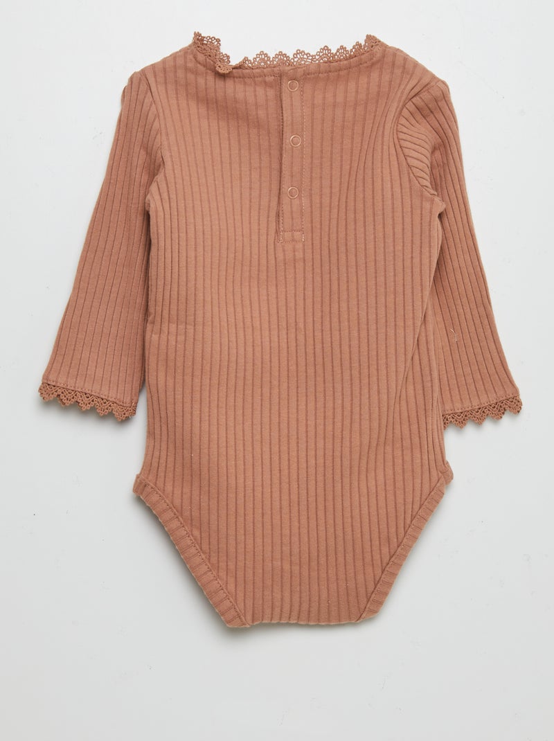 Body in maglia a coste MARRONE - Kiabi