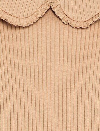 Body in maglia a costine con colletto Claudine