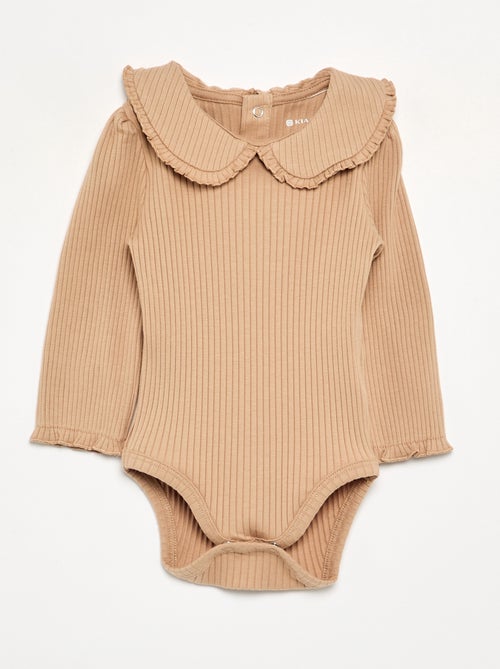 Body in maglia a costine con colletto Claudine - Kiabi