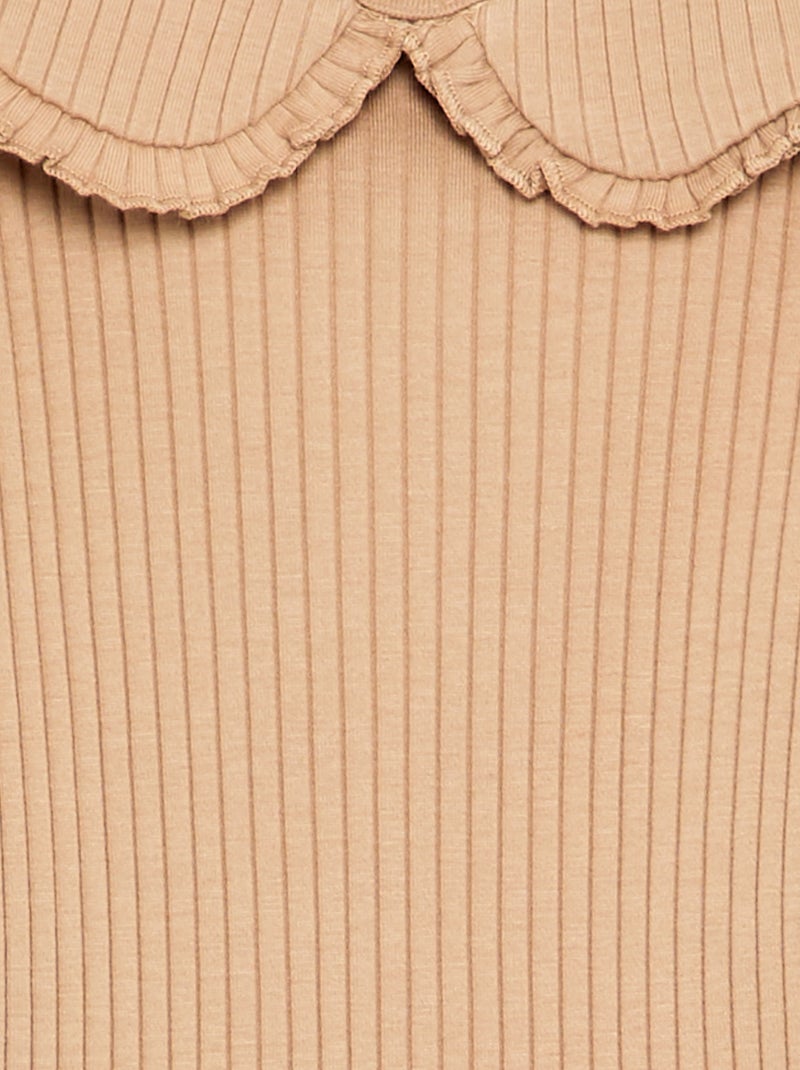 Body in maglia a costine con colletto Claudine Beige - Kiabi