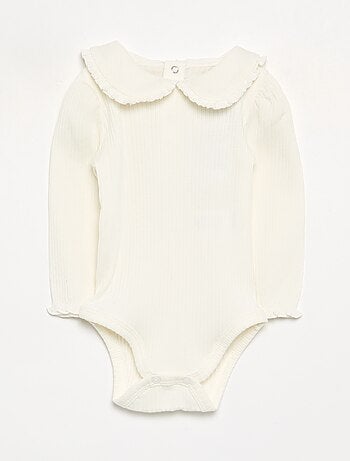 Body in maglia a costine con colletto Claudine