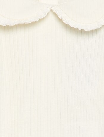 Body in maglia a costine con colletto Claudine