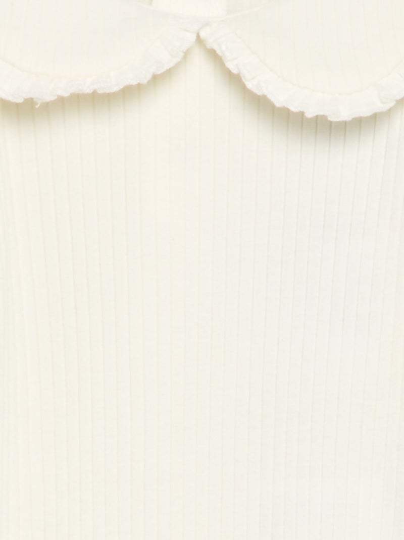 Body in maglia a costine con colletto Claudine Bianco - Kiabi