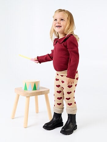 Body in maglia a costine con colletto Claudine