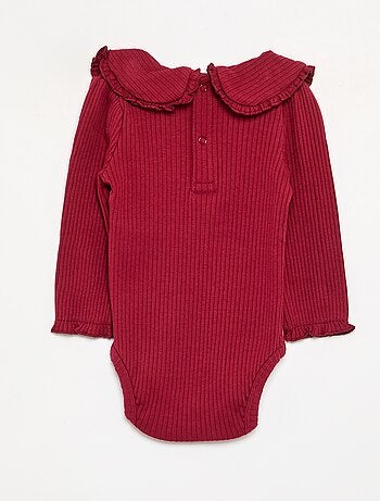 Body in maglia a costine con colletto Claudine