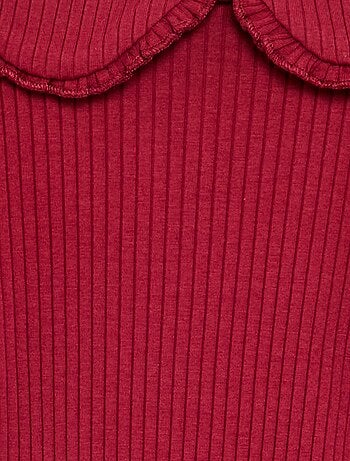 Body in maglia a costine con colletto Claudine