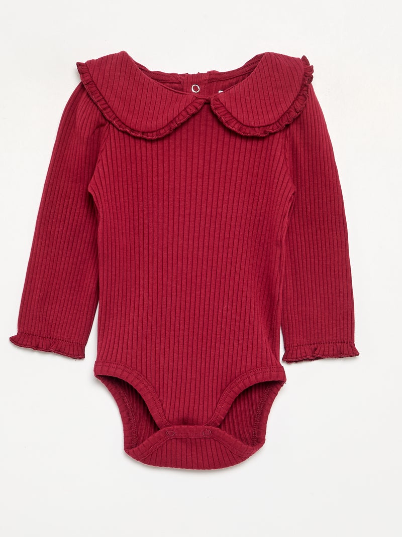 Body in maglia a costine con colletto Claudine Rosso - Kiabi