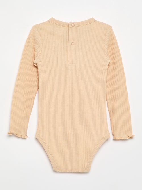 Body in maglia a costine con ricamo sangallo - Kiabi