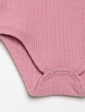 Body in maglia a costine con ricamo sangallo