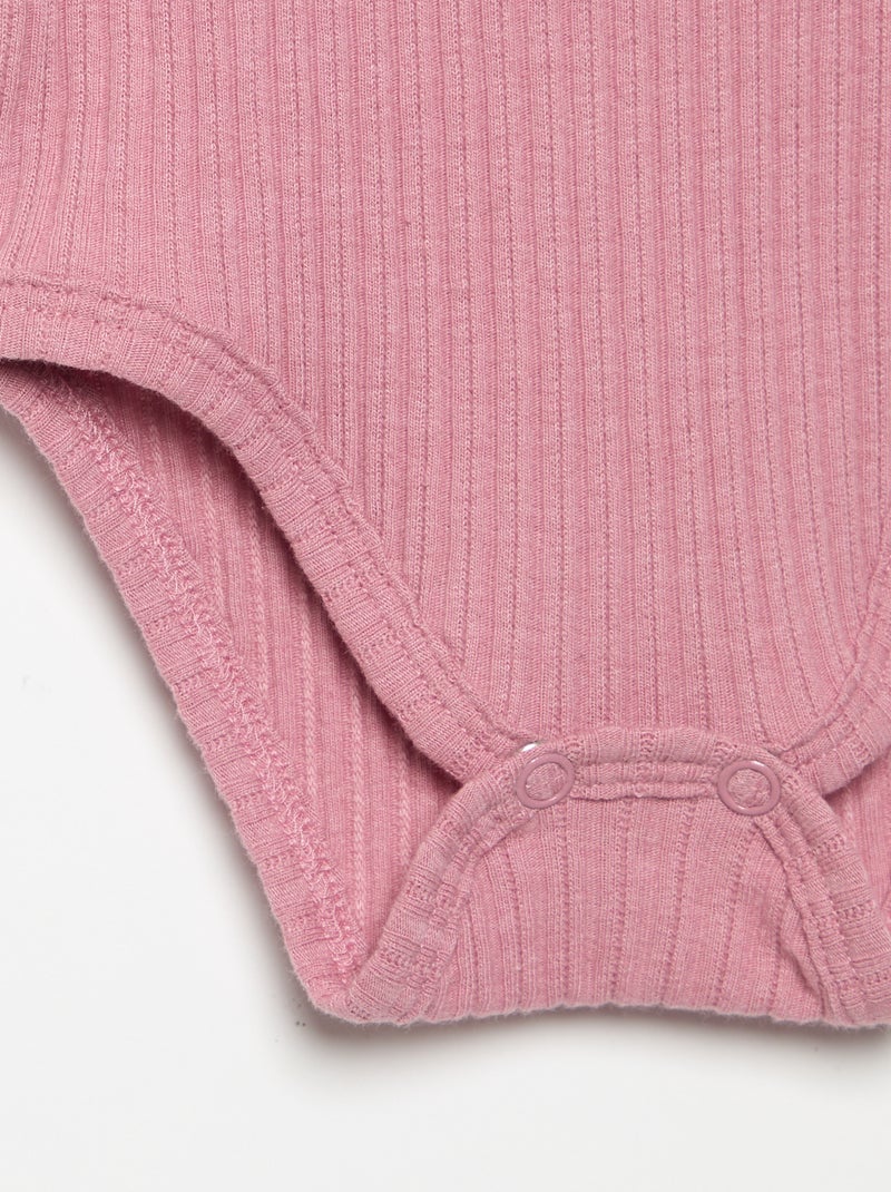 Body in maglia a costine con ricamo sangallo Rosa - Kiabi