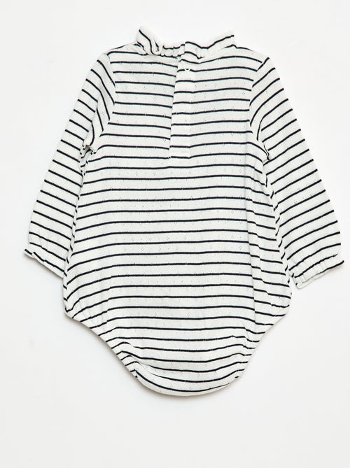 Body in maglia operata con colletto a volant e motivo all over - Kiabi