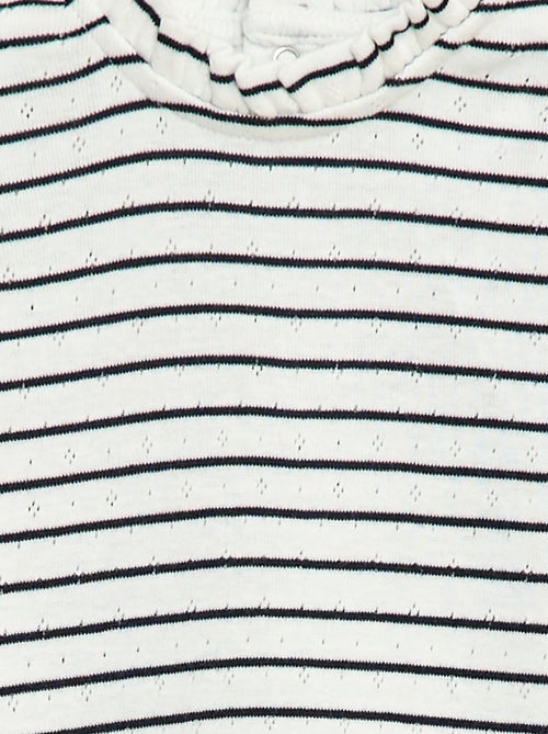 Body in maglia operata con colletto a volant e motivo all over - Kiabi