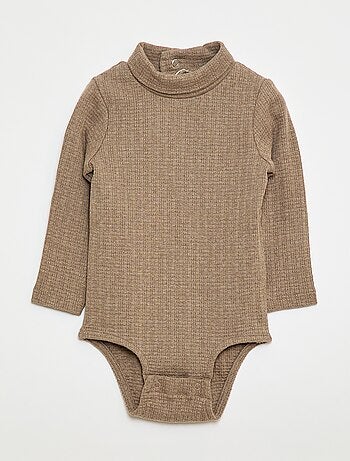 Body in maglia operata con collo alto