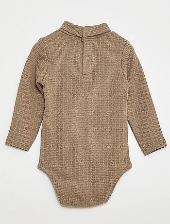 Body in maglia operata con collo alto