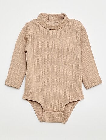 Body in maglia operata con collo alto