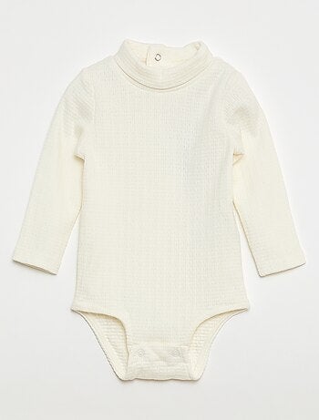 Body in maglia operata con collo alto