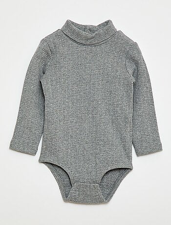 Body in maglia operata con collo alto