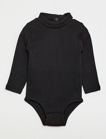 Body in maglia operata con collo alto